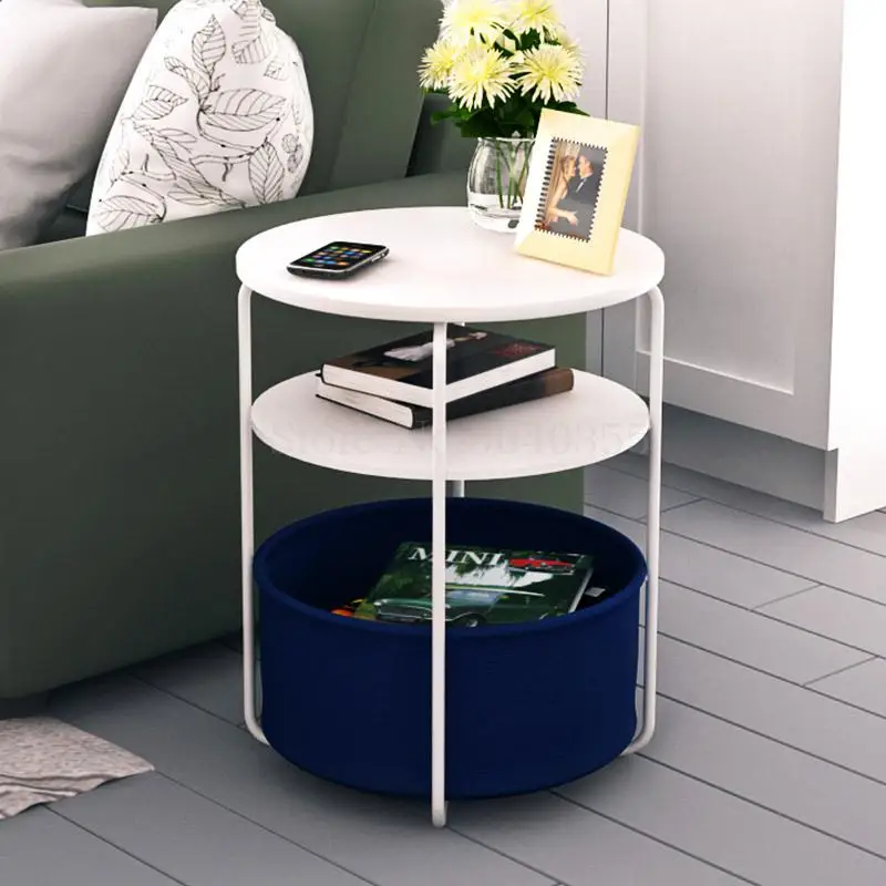 Small coffee table simple mini small apartment living room sofa side corner cabinet side Nordic modern bed round table