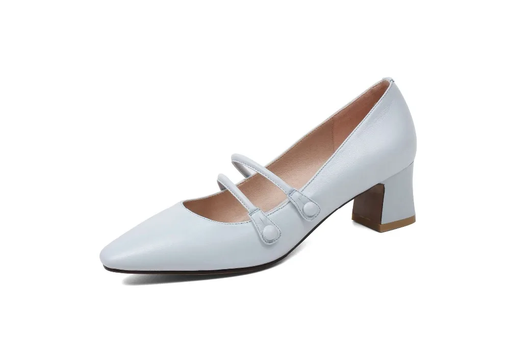 Jolie Ciel Talons noir Véritable Casual light Chaussures Rencontres Bout pu 2019 Classique En Brown Med Beige Carré Filles Sur Glissent L82 Style Concise Épais Arrivée Cuir Nouvelle fwqSa