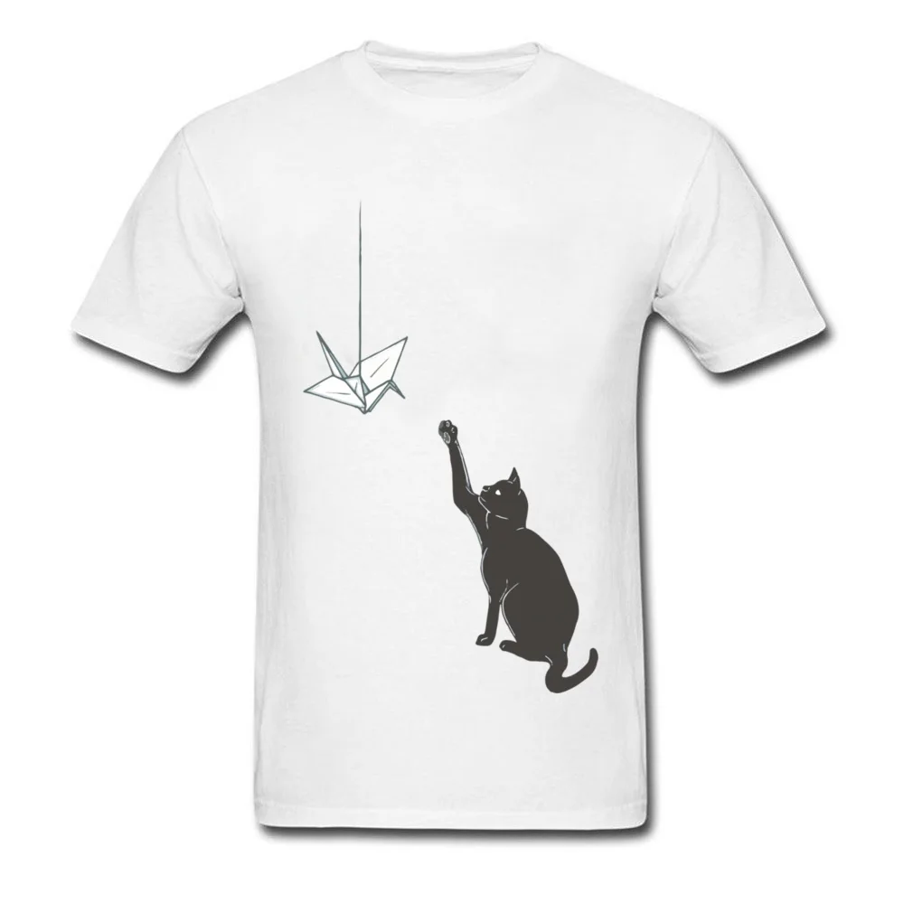 Мужские футболки с рисунком оригами Crane & Cat белые хлопковые милыми рисунками на