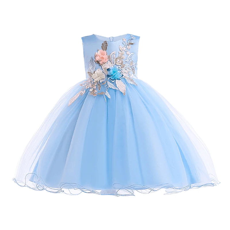 Pаспродажа Vestidos платья для девочек с цветочным рисунком для торжественной вечерние, платье принцессы без рукавов с аппликацией для дня рождения, Рожде...