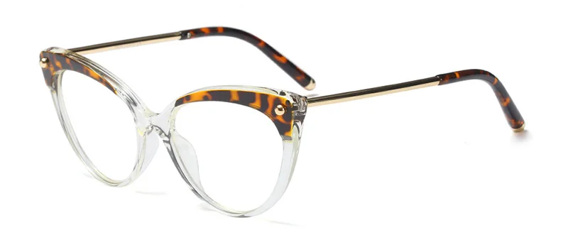 SHAUNA TR90 Temple Tip Retro Women Cat Eye Glasses Frame Fashion Mix Colors Eyeglasses Frame - Frame Color: Leopard Transparent