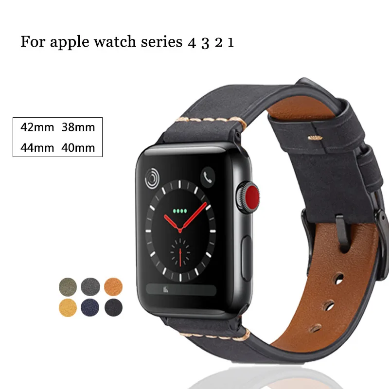 

Compatible for Apple Watchband 42/38/44/40mm Frosted Genuine Leather Band for iwatch Series 4 3 2 1 Wristbands Accessories
