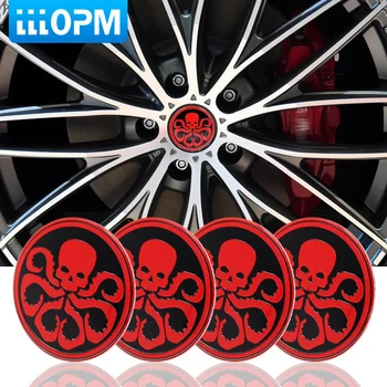

4pcs octopus skull Car Steering tire Wheel Center car sticker Hub Cap Emblem Badge Decals Symbol For Audi BMW Nissan car styling