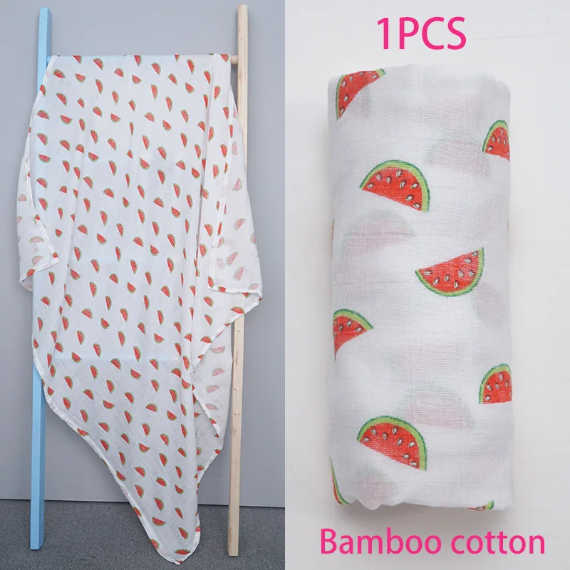 Новое цветное бамбуковое хлопковое детское одеяло для новорожденных, Набор детских кроватей с единорогом, аксессуары, Супермягкие пеленки для пеленания - Цвет: Watermelon