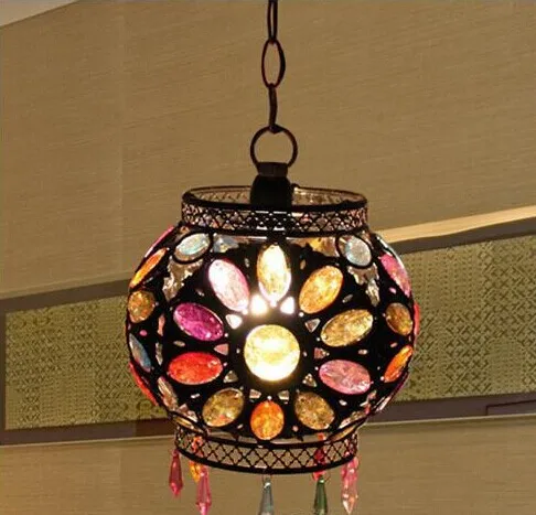 

E14 retro European style Nepal colorful lamp shades crystal southeast Asia restaurant pendant lamp