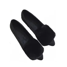 Новинка; женская обувь из хлопка; коллекция года; Сезон Зима; Новая Теплая обувь на плоской подошве; удобная женская обувь на меху с острым носком; бархатное Замшевое платье; эспадрильи