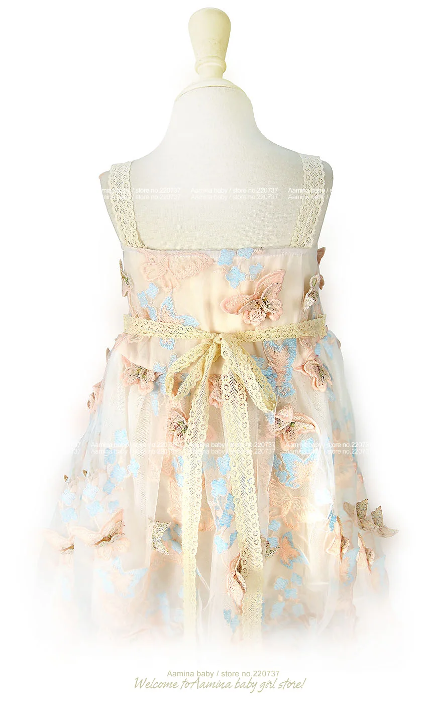 Поймать глаза! Платье для маленьких девочек с объемной вышивкой бабочки и жемчугом летние вечерние платья принцессы для маленьких девочек 1-10 лет