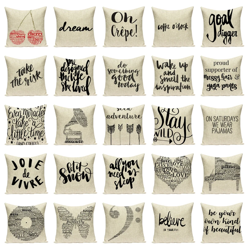 

Cushion Cove Home Sweet Pillow Cotton Linen Sunshine Love Letter Cushion Sofa Bedroom Decorative Pillowcase Almofada