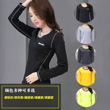 Спортивная одежда Для Женщин Йога Футболки облегающая, с длинным рукавом Для женщин Спортивная футболка, спортивная одежда, женский спортивный трикотаж Фитнес бег футболка