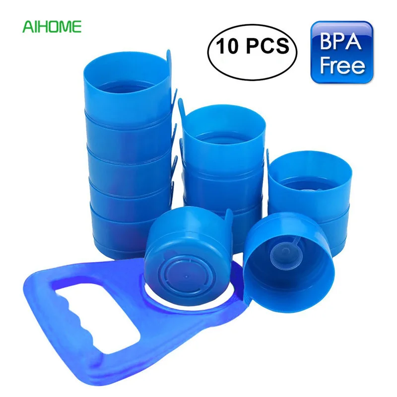 

10 Pieces/lot Non Spill Water Bottle Caps Reusable Anti Splash Caps for 55mm 3 or 5 Gallon Water Jugs with Water Bottle Handle