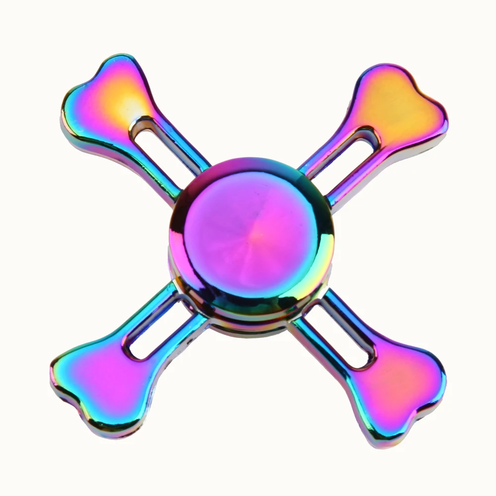 Rainbow Fidget Spinner Metal Tri Spinner EDC Hand Finger Spinner for Autism and ADHD Focus Anxiety