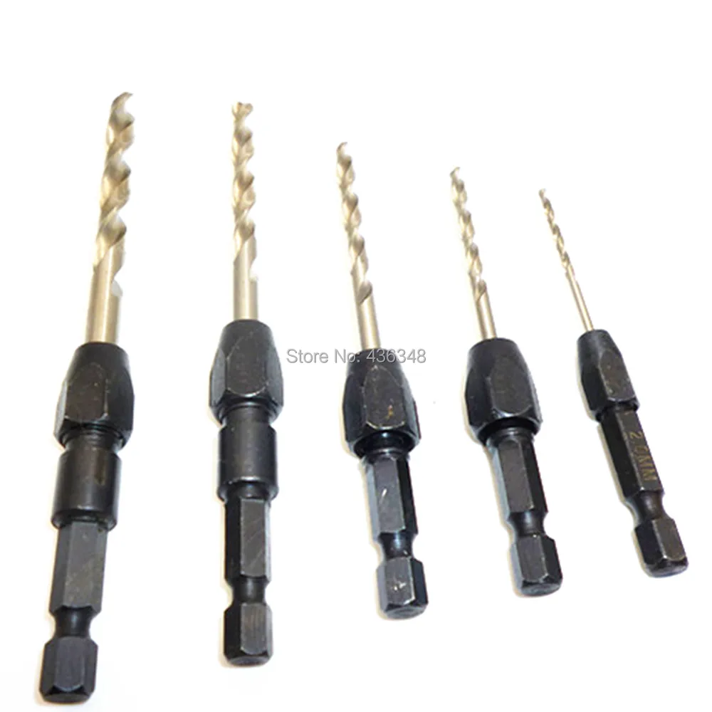 5pc Metric Twist Drill Bit Countersink Hex Shank Quick Change Shank Drill Reamer