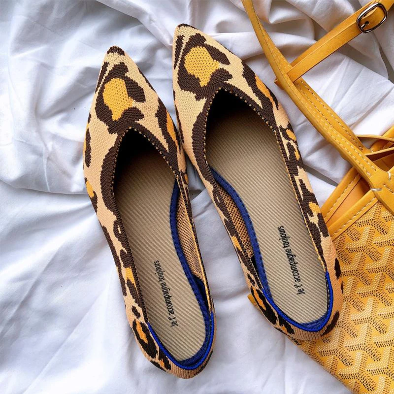 Kopen QMJHVX Luxe Merk vrouwen Casual Ondiepe Mond platte Schoenen Ademend Zachte Bodem knit Ballet Schoenen Camouflage Zwangere Schoenen