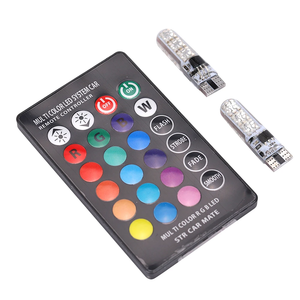 20pcs T10 RGB LED w5w Bulb t10 6smd 5050 led 194 168 Car With Remote