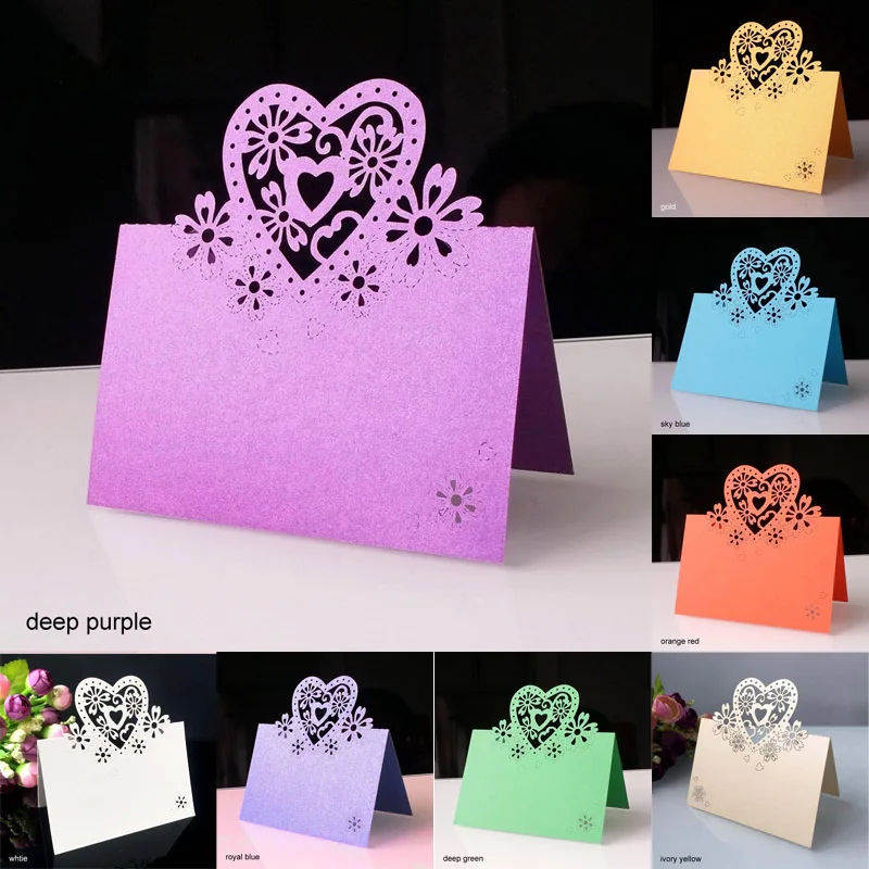 

Table Name 50 Pcs Wedding Decor Birthday Party Laser Cut Hollow Butterfly Design Love Heart 13 Color Place Cards
