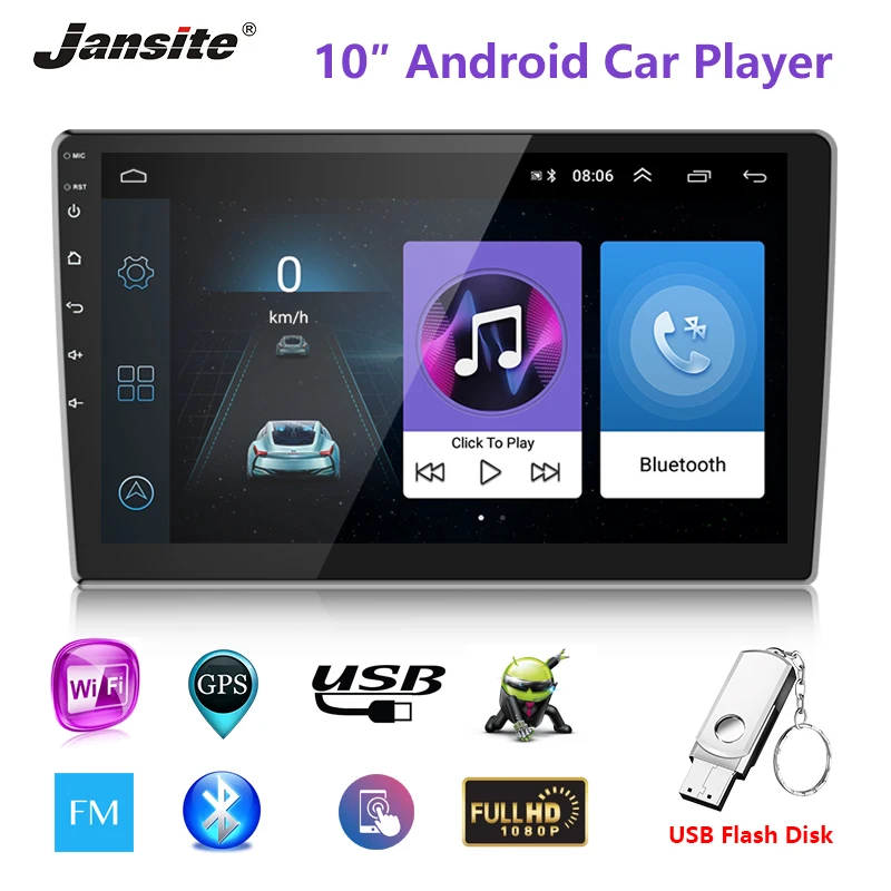 

Jansite 10-inch Universal Car Radio Android 8.1 Player DVD Touch screen GPS Bluetooth 2 DIN multimedia player with Backup camera