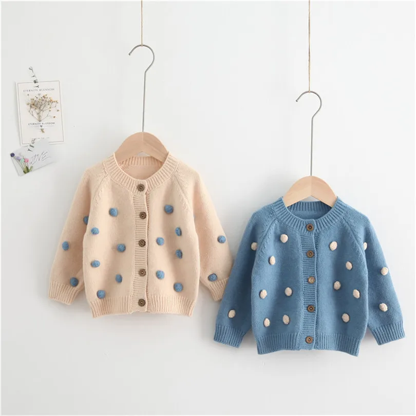 

Girls Sweaters Autumn Winter Kids Toddler Girls Cardigan Coat Clothes Baby Girl Sweater Pompom Cotton Woolen Children Clothing