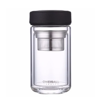 

Men Business Glass Bottle 320ml Office Glass Tea Cup Mugs Coffee Mug Double Wall Glass Borrosilicate Glass Tea Infuser Tumbler