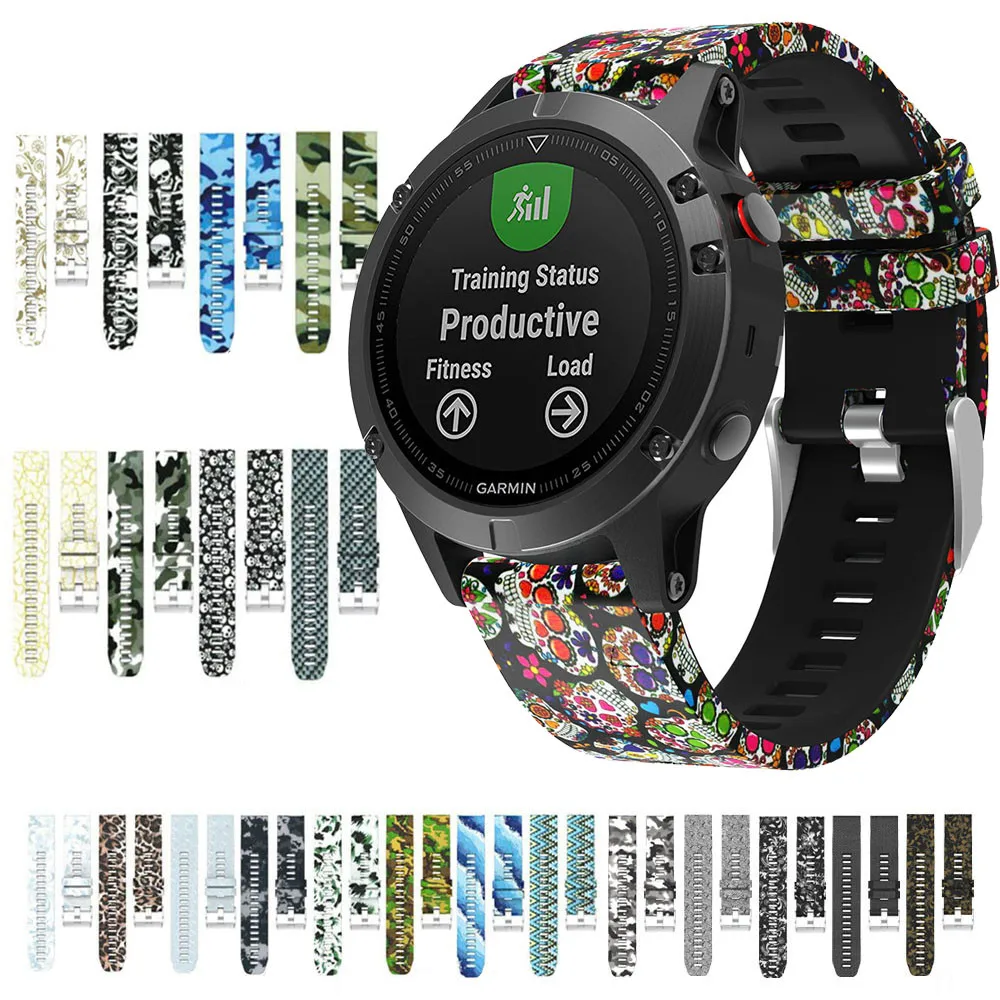 

Printed Silicone Band for Garmin Fenix 5 Plus Watch Band Soft Bracelet for Garmin Fenix5/ Forerunner 935 Smart Watch Strap