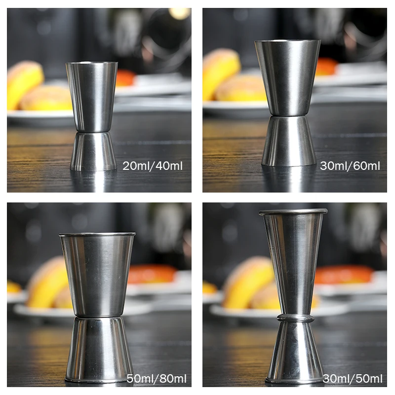 

Japanese styel double cocktail stainless steel jigger measuring cups 20/40 30/60 30/50 50/80ml