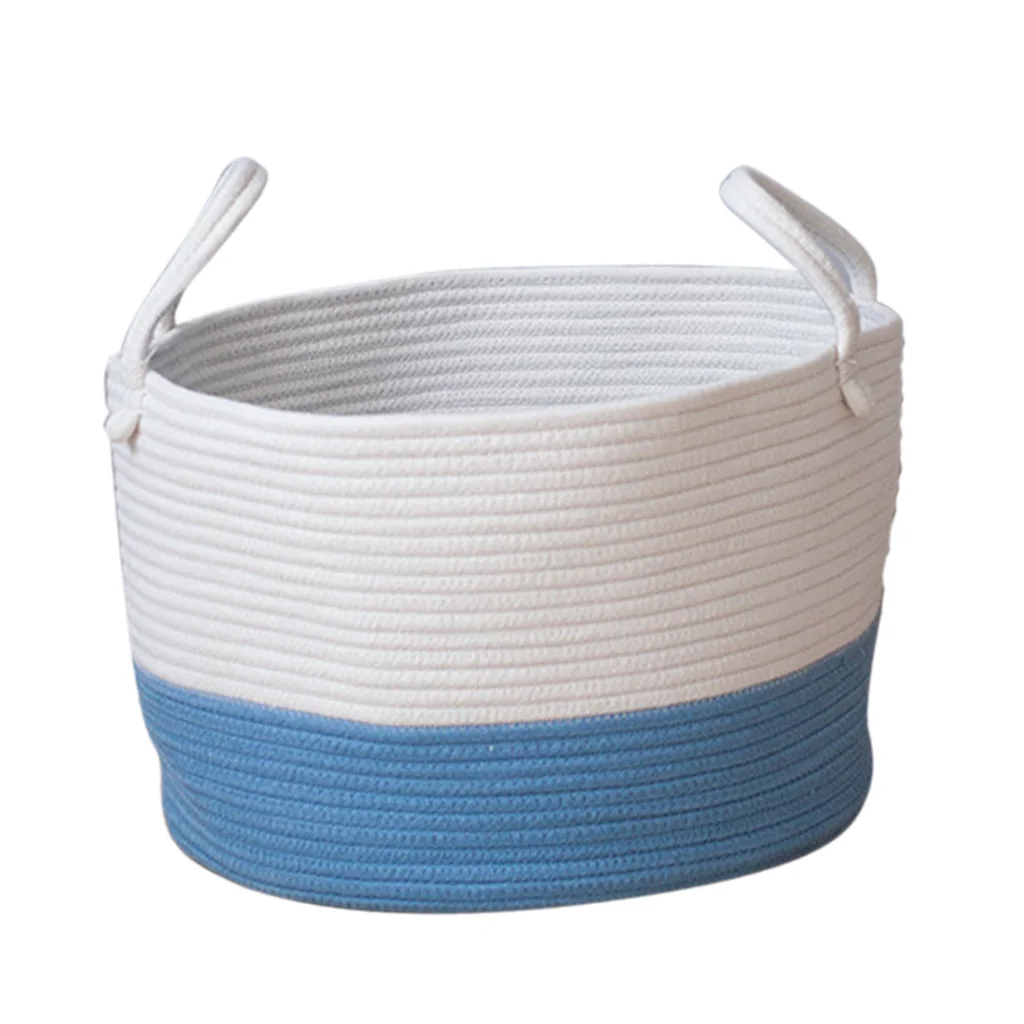 2pcs Nordic Style Cotton Storage Laundry Basket Baby Kids Room Decor Basket with Handle