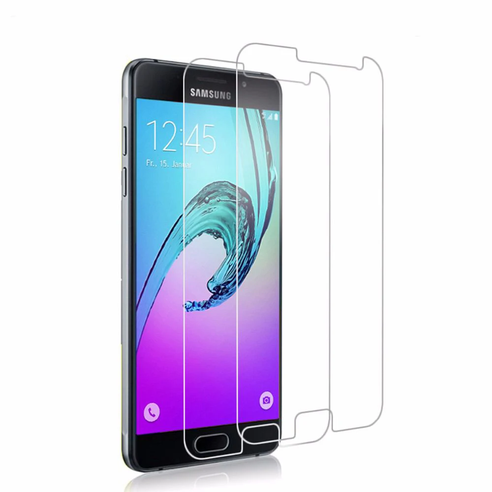 Buy two get one free 9H hardness anti-explosion HD tempered glass screen protector films For Galaxy A3 A5 A7 2016 with wipes | Мобильные