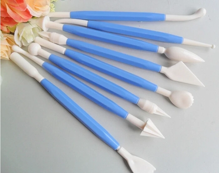 Blue Помадка торт украшения Цветок Sugarcraft Инструменты моделирования Глина наконечник набор инструментов 5 стиль на выбор 16 узоров(8 шт./компл - Цвет: Blue