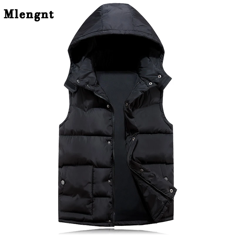

Cotton Hoodie Vest For Men 2019 Winter Warm Thick Casual Windbreaker Kids 3 Colors Red Sleeveless Jacket Male Classic Waistcoat