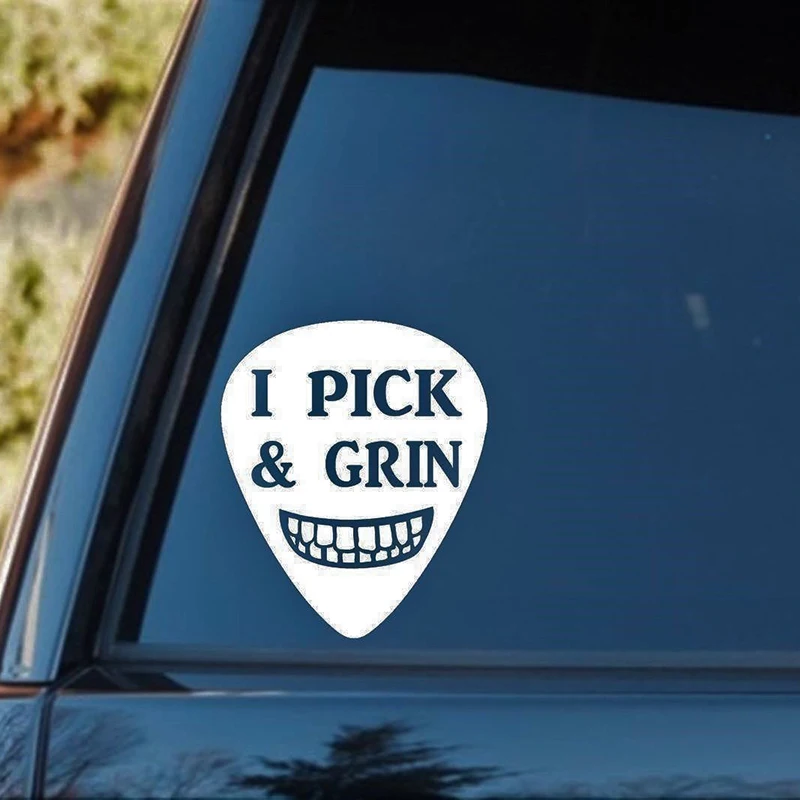 Pick &amp Grin Smile Guitar Shaped Decal Sticker Bluegrass Folk Music Laptop Rear Window Car | Автомобили и мотоциклы