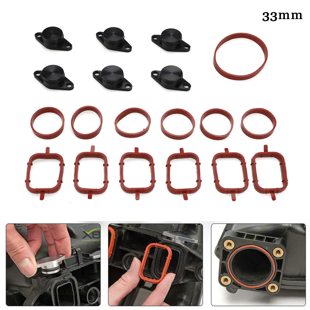

wupp 6 x 33/22mm Swirl Blanks Flaps Repair Delete Kit With Intake Gaskets For M57 Swirl Flap blanks For BMW swirl flap repla#g40