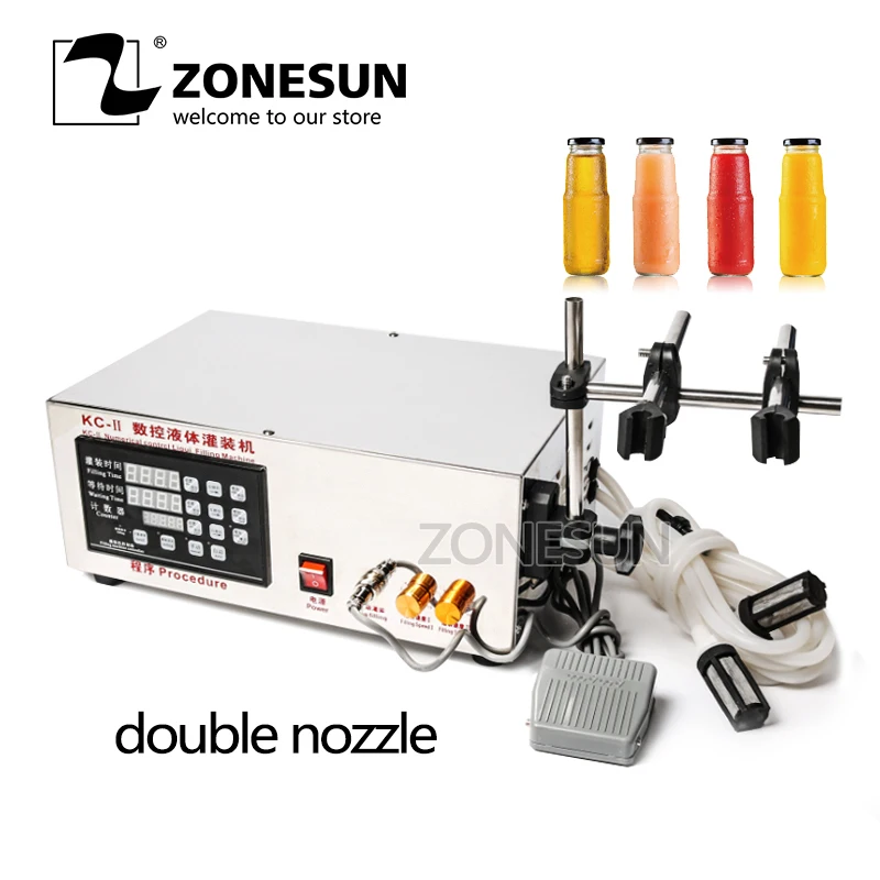 ZONESUN double head liquid filling machine Microcomputer Automatic Water Liquid Filling Machine 5-3.5L ZONESUN double head liquid filling machine Microcomputer Automatic Water Liquid Filling Machine 5-3.5L