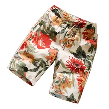 Лето г. фитнес для мужчин шорты для женщин узор Корейская Молодежная летний отдых бермуды до колена, классического кроя модные пляжные шорты с цветочным