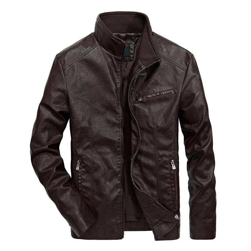 Мотоциклетные кожаные куртки для мужчин осень весна кожаная мужская одежда повседневные пальто бренд кофе зеленый синий хаки черная куртка для мужчин - Цвет: kfei