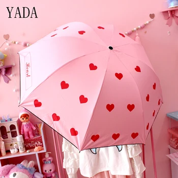 

YADA Custom Charms LOVE Folding Heart Umbrella Rain Women uv High Quality Umbrella For Womens brand Windproof Umbrellas YS265