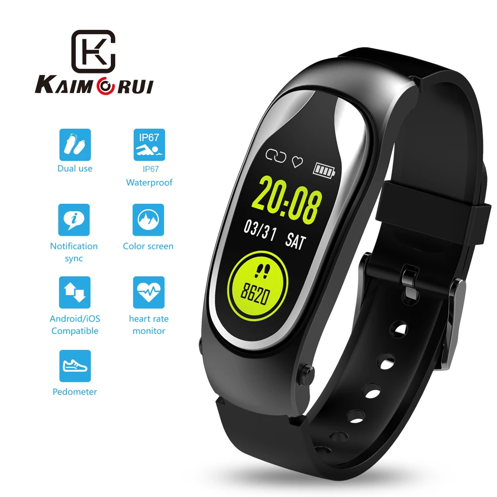 

smart watch with bluetooth earphone Answer Call Run Walk Smartband Wristband Smart Bracelet with headset for Xiaomi Huawei IOS