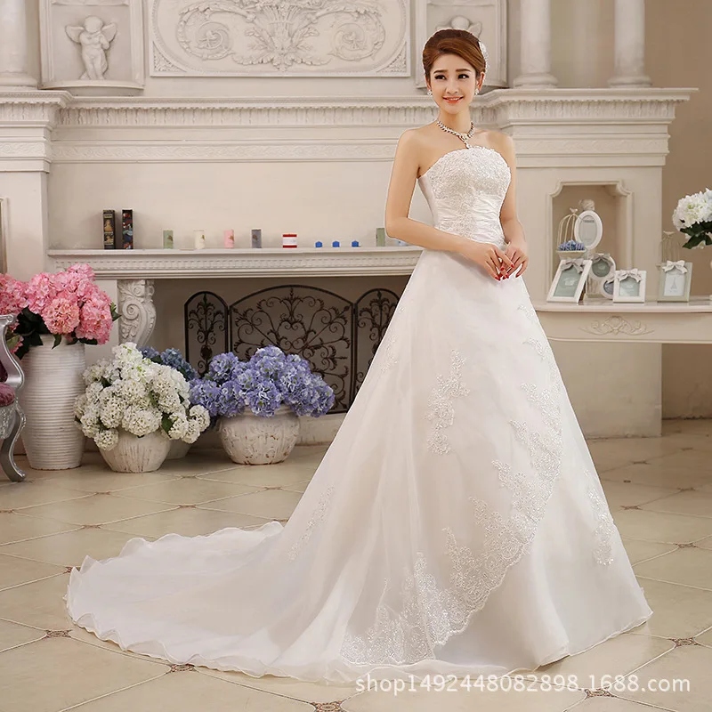 Vestidos De Novia белые свадебные платья без бретелек с рюшами и вышивкой из бисера Элегантные Свадебные платья с коротким шлейфом Gelinlik - Цвет: CG03841WH-AStyle