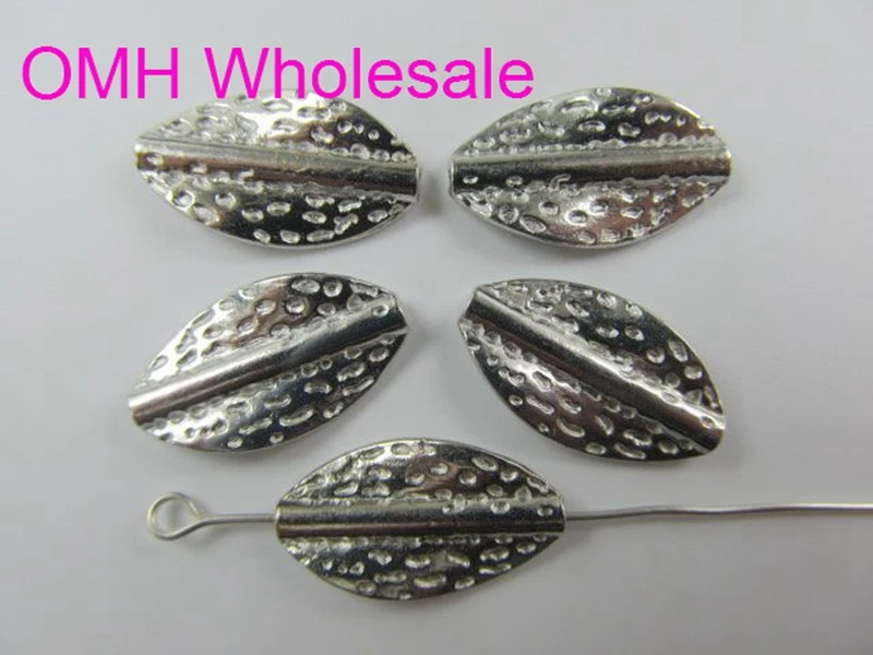 

OMH wholesale 50g 31pcs 21.5x12mm Retro Tibetan silver Jewelry accessories Zinc alloy Leaves space beads for bracelet PJ235