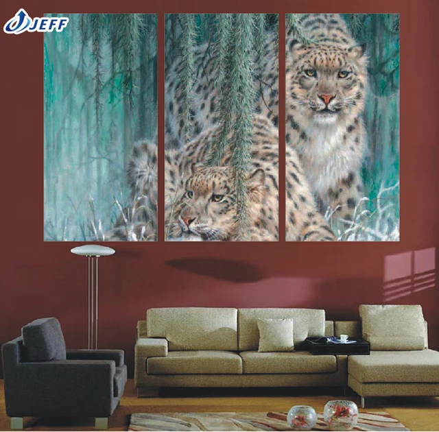 3 Piece Canvas Art Ideas Large Hd Forest Cheetah Print Painting For 3 Piece Canvas Art Ideas Large Hd Forest Cheetah Print Painting For Living Room Wall Picture Home