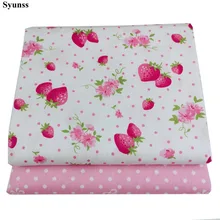 Syunss Strawberry Dot Printed Twill Cotton Fabric DIY Handmade Sewing Patchwork Baby Cloth Bedding Textile Quilting Tilda Tissus