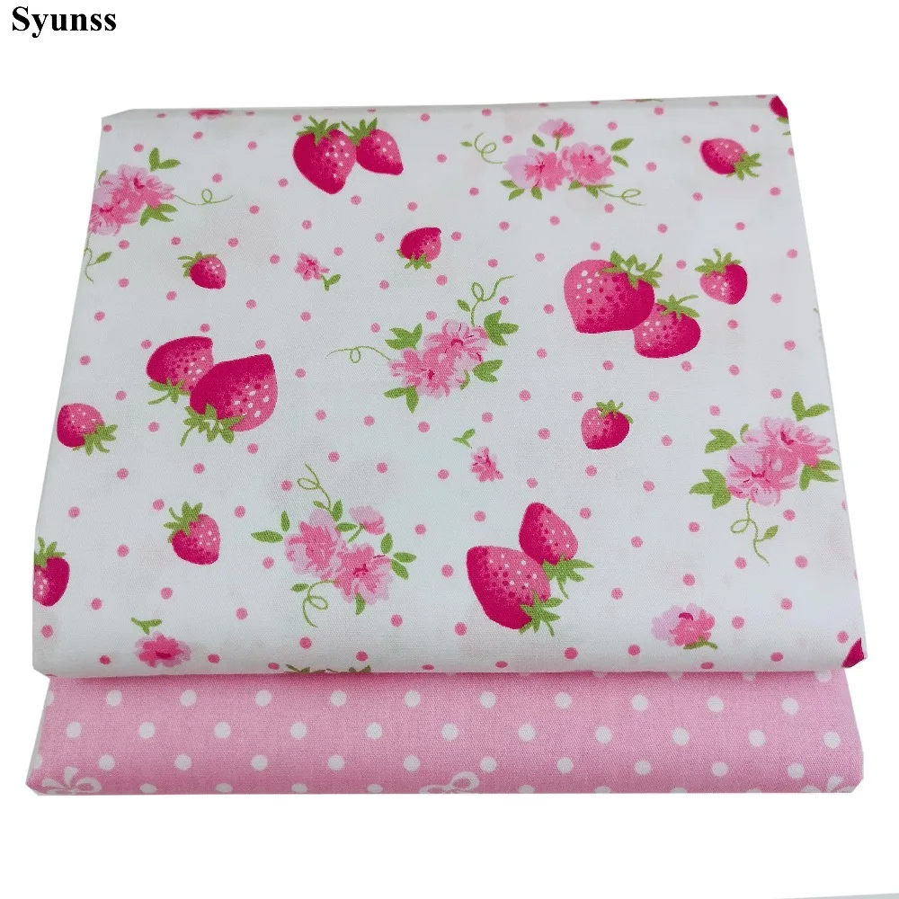 

Syunss Strawberry Dot Printed Twill Cotton Fabric DIY Handmade Sewing Patchwork Baby Cloth Bedding Textile Quilting Tilda Tissus