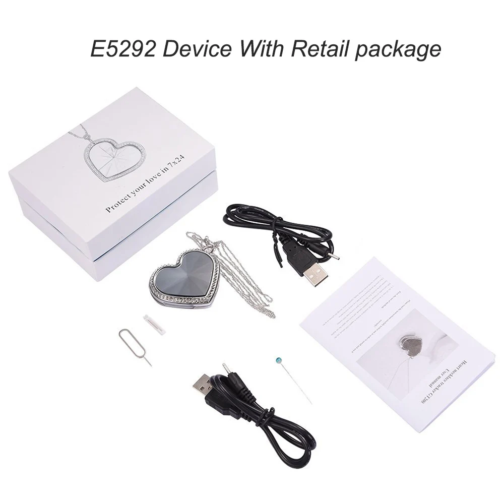 Silver JINSERTA модный персональный детский GSM gps трекер в форме сердца ожерелье в режиме реального времени отслеживающий прибор с сигнализацией для подруги, мамы и старшего возраста - Размер экрана, дюймов: Silver