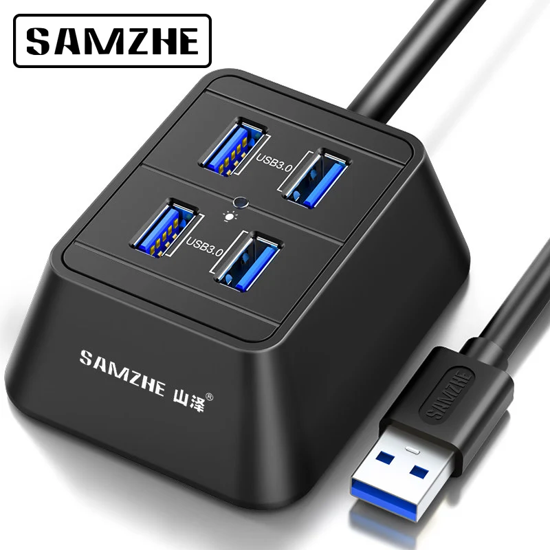 SAMZHE Super Speed USB 3.0 4 Port Portable HUB Desktop USB Extension