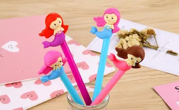 

korea pretty mermaid Gel Pen Ink Pen School prize Office writing Supply kawaii student Stationery black needle pen 48pc/lot