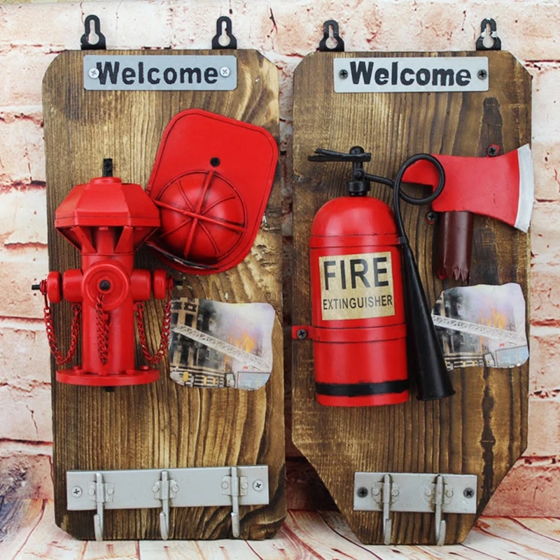 

Zakka Retro Antique Hand Made Tin Toys Home Decor Metal Craft Fire Rescue Model