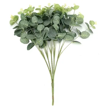 

New 2pcs/53CM Artificial Silk Eucalyptus Green Leaf Plant Grass Home Weddings Decoration Party Fake Flower Leaves
