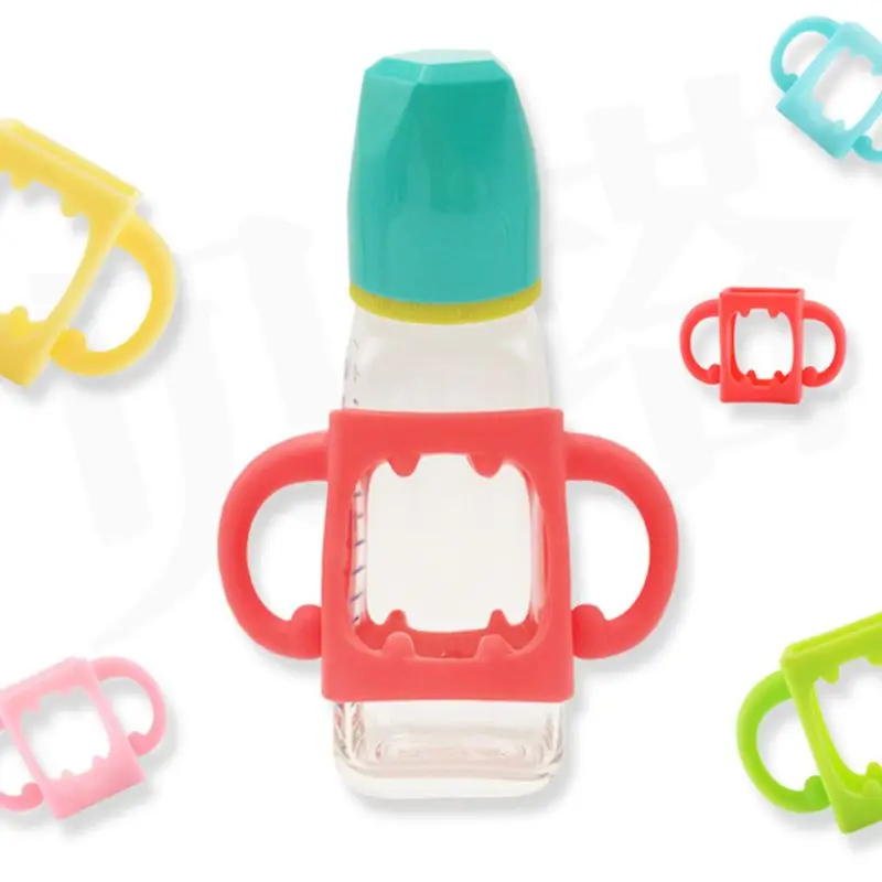 Baby Bottle Universal Handle Soft Silicone Wide Mouth Grip Multicolor Heat Resistant Feeding Bottles Accessories