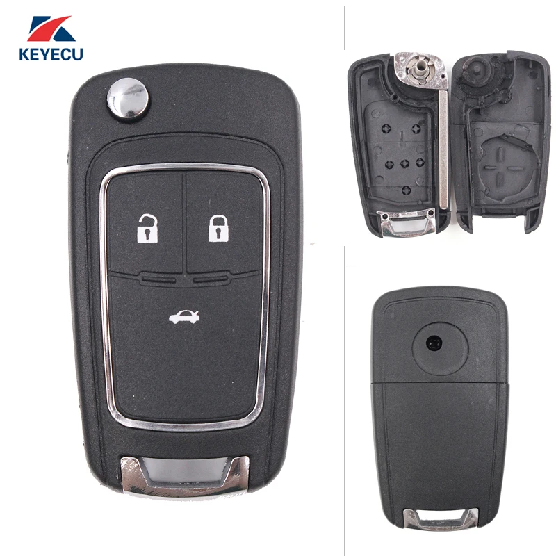 KEYECU Replacement Flip Remote Key Shell Case Fob 3 Button for ...