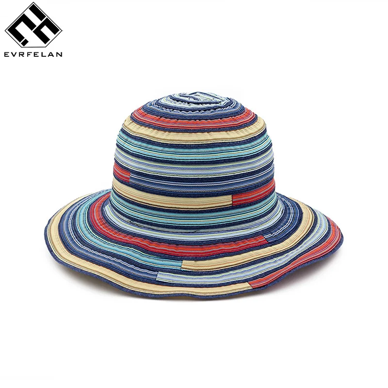 Download Fashion Design Lady Sun Hat Color Striped Shade Sun Hats ...