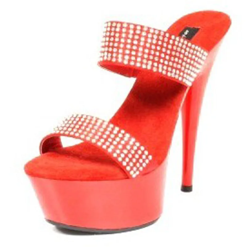 Nightclub lattice-windows appeal with cool slippers 15 cm high stage patent leather fashion runway shoes