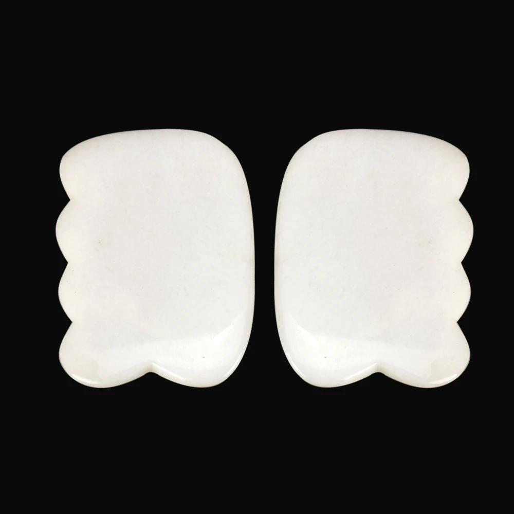 Natural White Jade Guasha Comb Tool Crystal Energy Stone Acupuncture Scraping Massage healing for Body Back Neck SPA Health Care